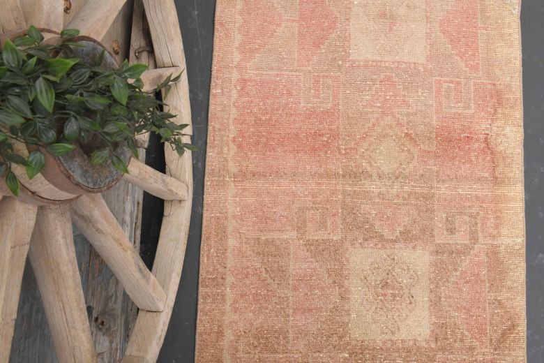 Pink Vintage Oushak Runner Rug