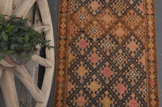 Vintage Ikat Hereke Runner Rug - Thumbnail