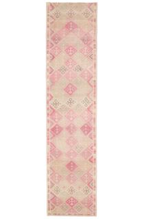 Pink Vintage Oushak Runner Rug - Thumbnail