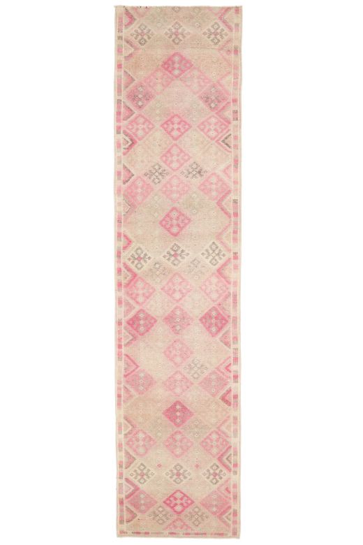 Pink Vintage Oushak Runner Rug