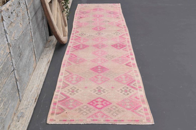 Pink Vintage Oushak Runner Rug