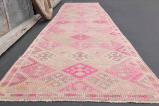 Pink Vintage Oushak Runner Rug - Thumbnail