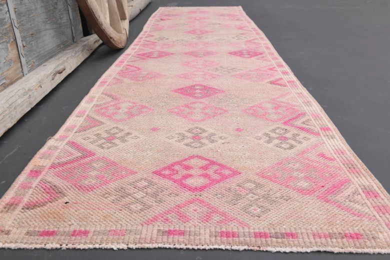 Pink Vintage Oushak Runner Rug