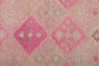 Pink Vintage Oushak Runner Rug - Thumbnail