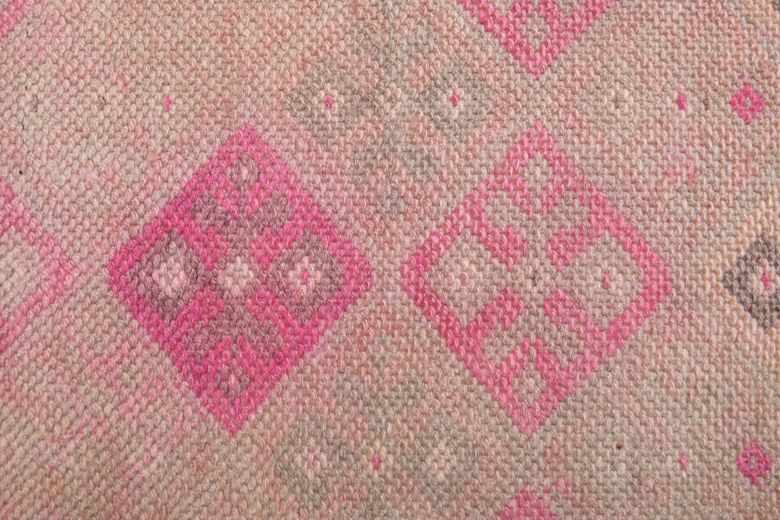 Pink Vintage Oushak Runner Rug