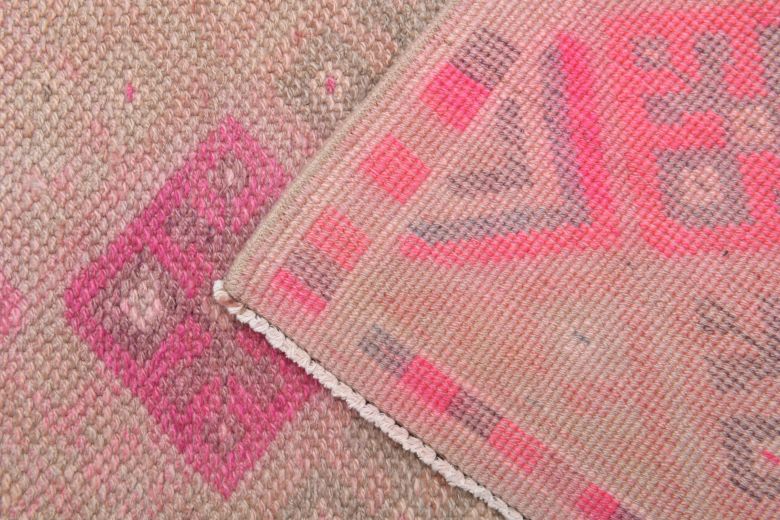 Pink Vintage Oushak Runner Rug