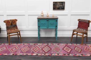 Purple Vintage Anatolian Runner Rug - Thumbnail