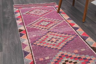Purple Vintage Anatolian Runner Rug - Thumbnail
