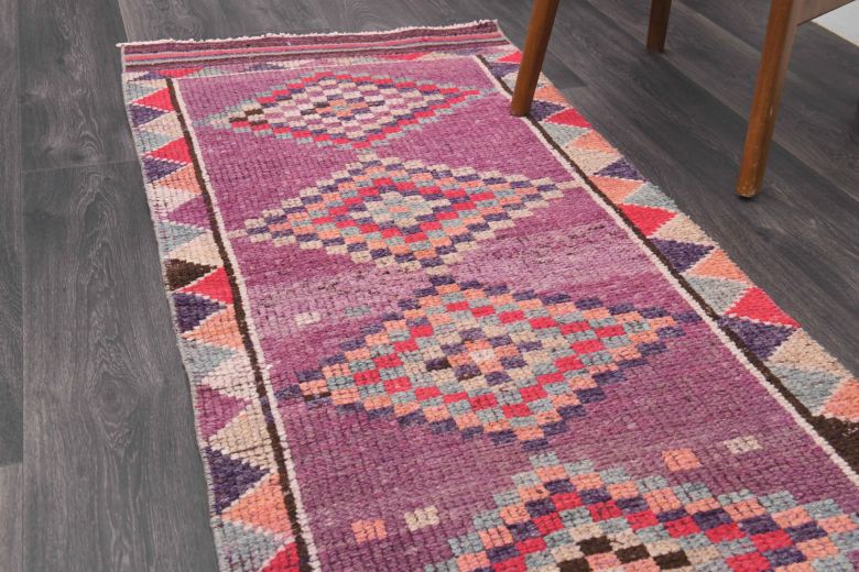 Purple Vintage Anatolian Runner Rug