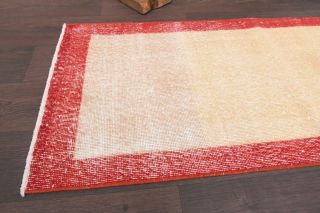 Bordered Vintage Oushak Runner Rug - Thumbnail