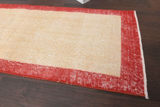 Bordered Vintage Oushak Runner Rug - Thumbnail