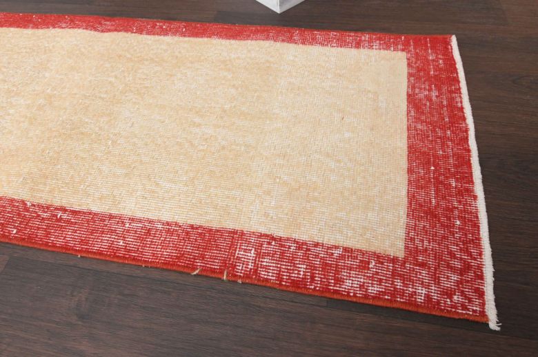 Bordered Vintage Oushak Runner Rug