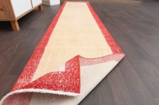 Bordered Vintage Oushak Runner Rug - Thumbnail