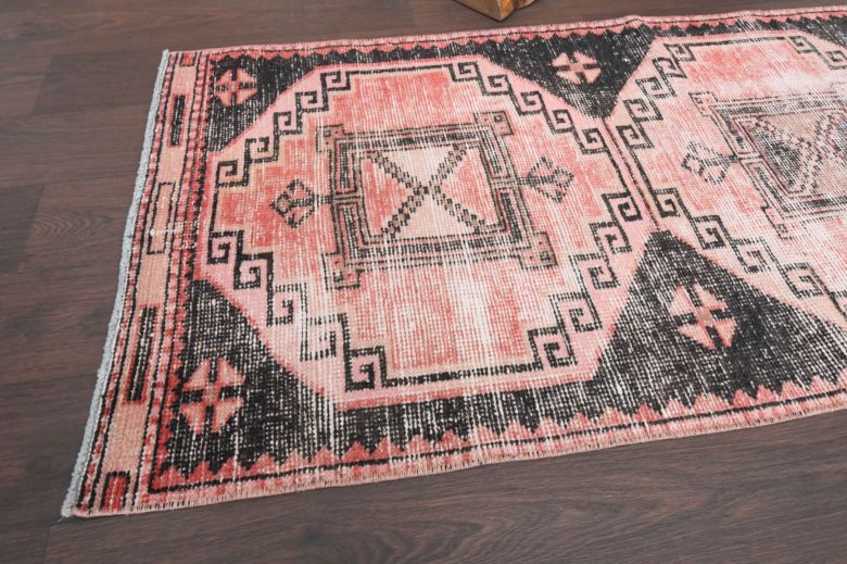 1960's Distressed Red Runner Rug