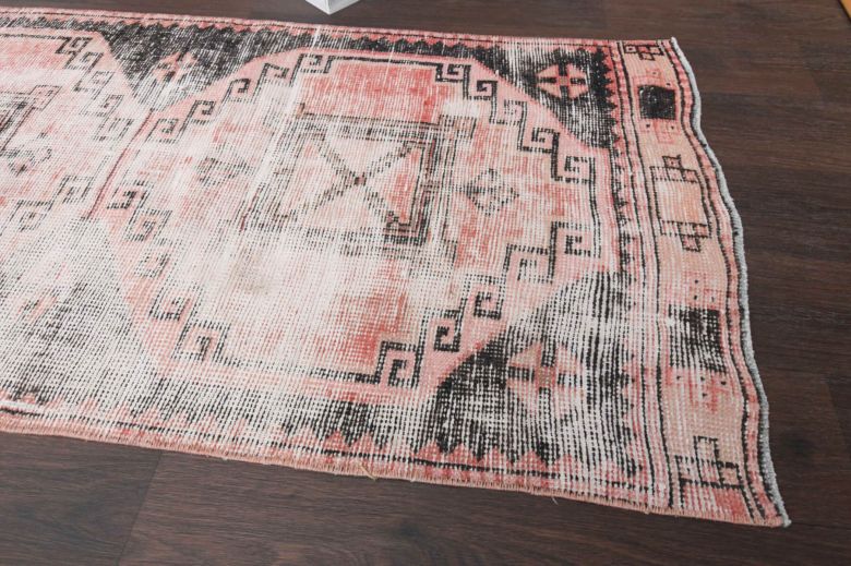 1960's Distressed Red Runner Rug