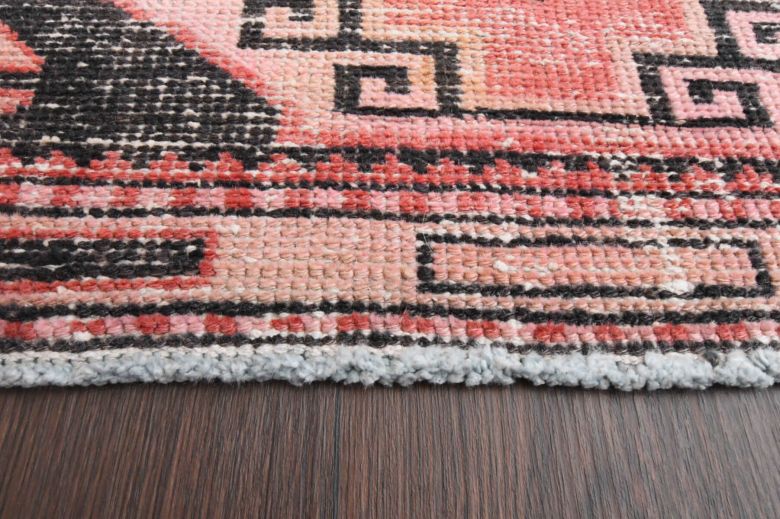 1960's Distressed Red Runner Rug