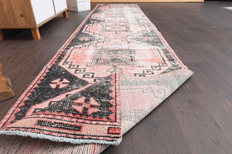 1960's Distressed Red Runner Rug