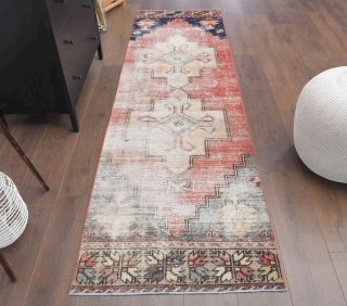 Distressed Red Vintage Runner Rug - Thumbnail