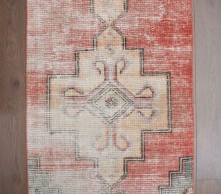 Distressed Red Vintage Runner Rug - Thumbnail