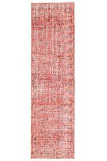 Red Vintage Floral Runner Rug - Thumbnail