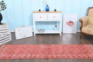 Red Vintage Floral Runner Rug - Thumbnail