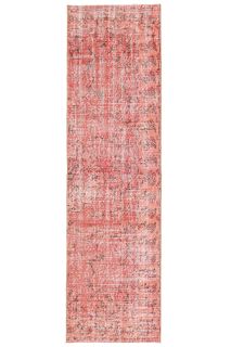 Red Vintage Floral Anatolian Runner Rug - Thumbnail