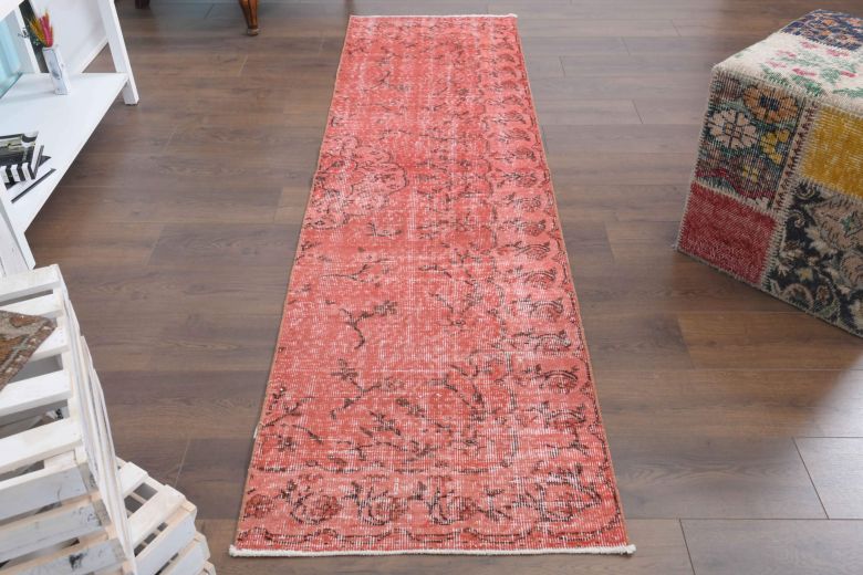 Red Vintage Floral Anatolian Runner Rug