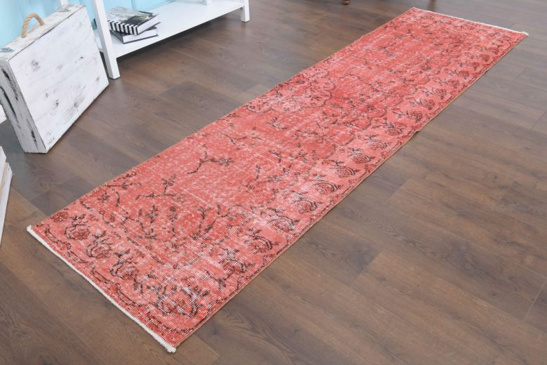 Red Vintage Floral Anatolian Runner Rug