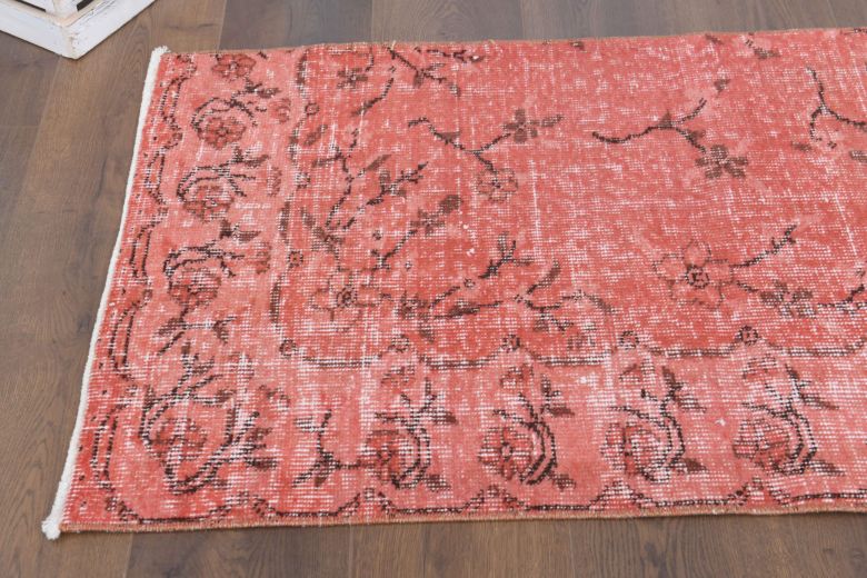 Red Vintage Floral Anatolian Runner Rug