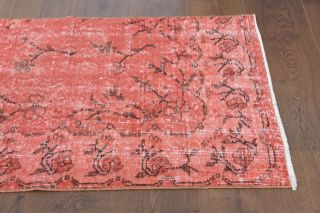 Red Vintage Floral Anatolian Runner Rug - Thumbnail