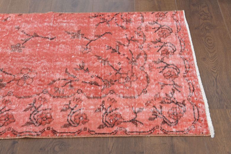 Red Vintage Floral Anatolian Runner Rug