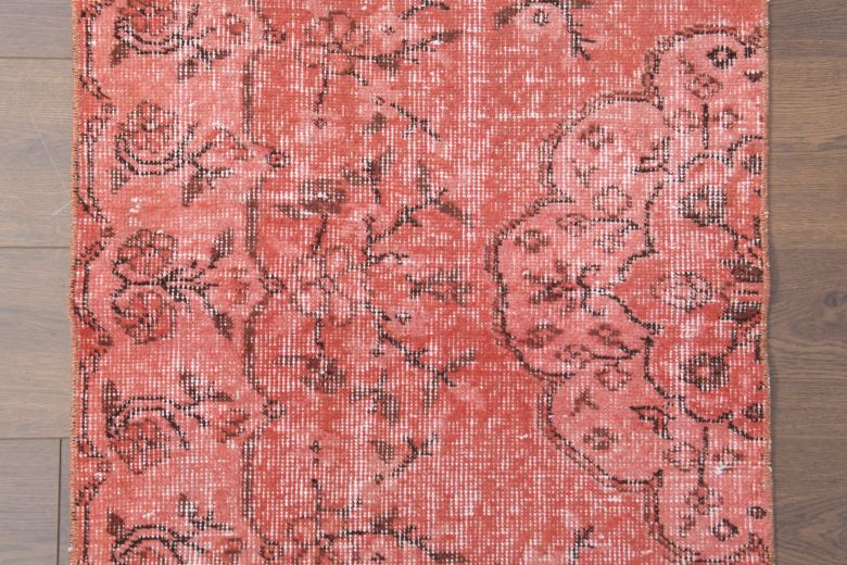 Red Vintage Floral Anatolian Runner Rug