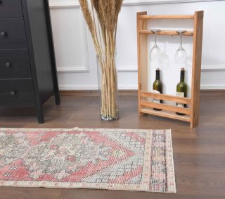 Faded Red Vintage Runner Rug - Thumbnail