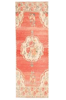 Oriental Red Oushak Runner Rug - Thumbnail