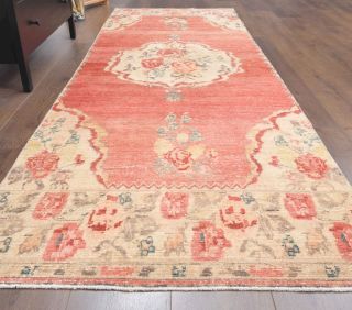 Oriental Red Oushak Runner Rug - Thumbnail