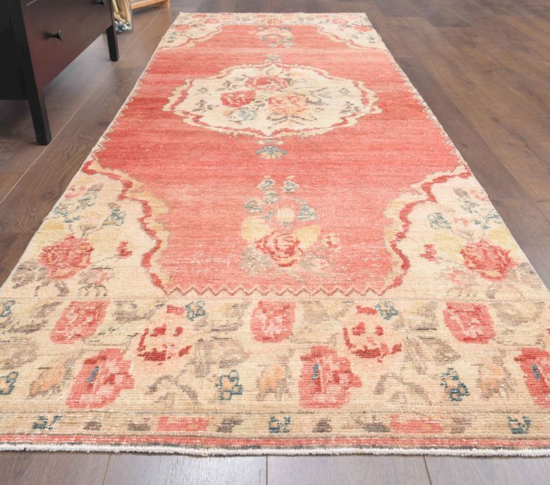 Oriental Red Oushak Runner Rug