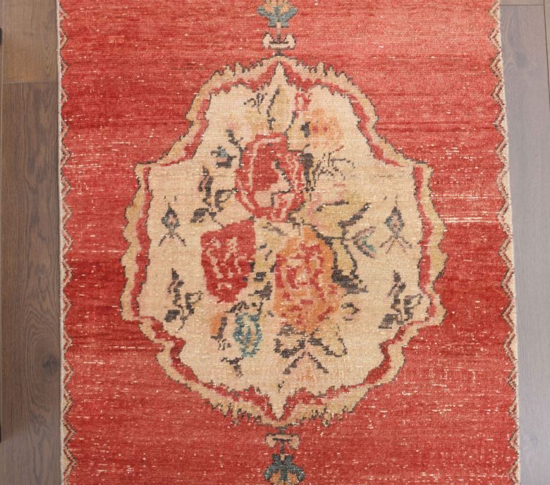 Oriental Red Oushak Runner Rug