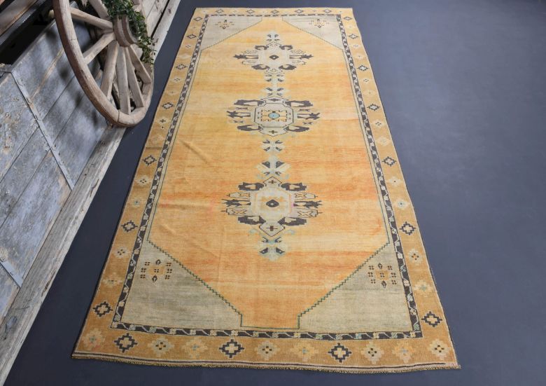 Vintage Oushak Oriental Wide Runner Rug