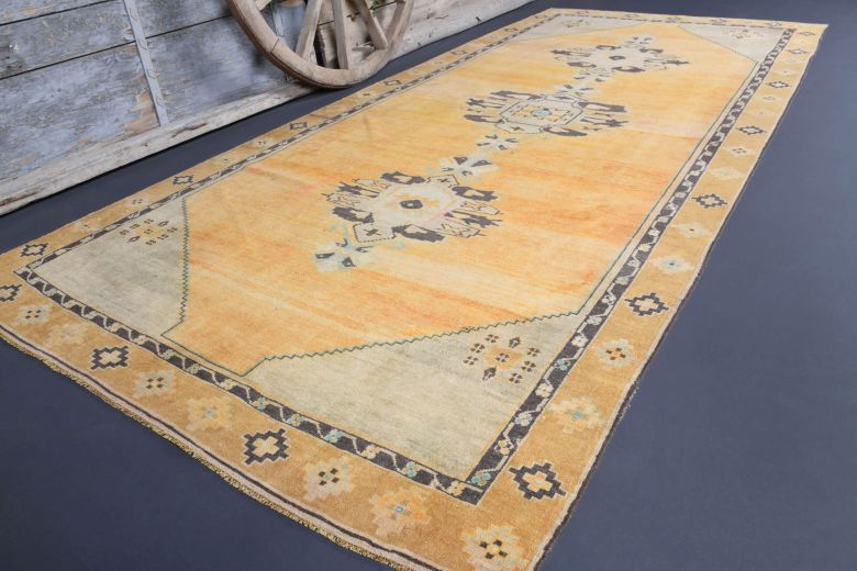 Vintage Oushak Oriental Wide Runner Rug