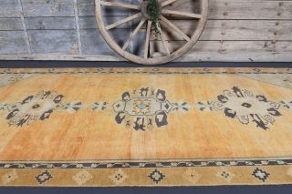 Vintage Oushak Oriental Wide Runner Rug - Thumbnail