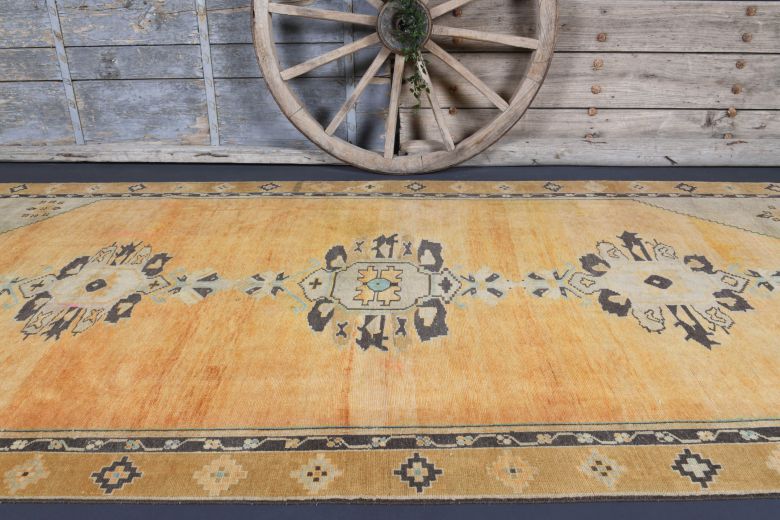 Vintage Oushak Oriental Wide Runner Rug