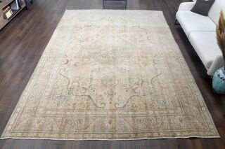 Persian 9x13 Faded Floral Rug - Thumbnail