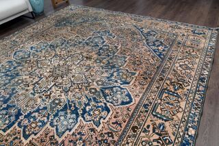 Rose Gold & Blue Persian Handwoven Wool Rug - Thumbnail