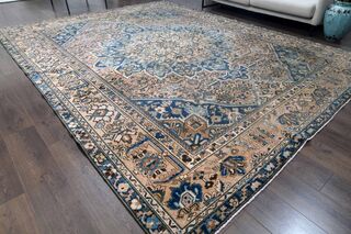 Rose Gold & Blue Persian Handwoven Wool Rug - Thumbnail