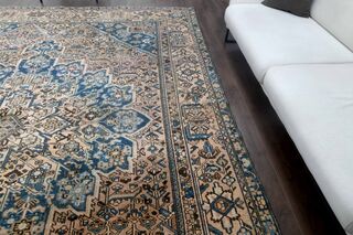 Rose Gold & Blue Persian Handwoven Wool Rug - Thumbnail