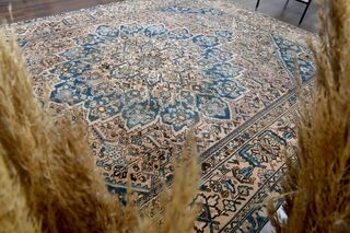 Rose Gold & Blue Persian Handwoven Wool Rug - Thumbnail