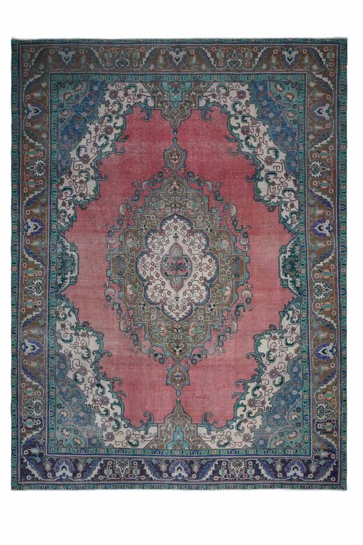 Rugser - 9x13 Pink Blue Persian Vintage Rug