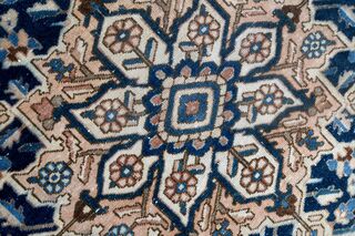 Rose Gold & Blue Persian Woven Wool Carpet - Thumbnail