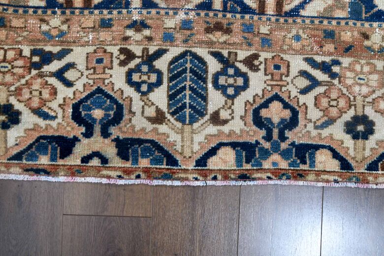 Rose Gold & Blue Persian Woven Wool Carpet