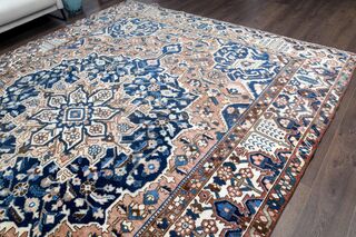 Rose Gold & Blue Persian Woven Wool Carpet - Thumbnail
